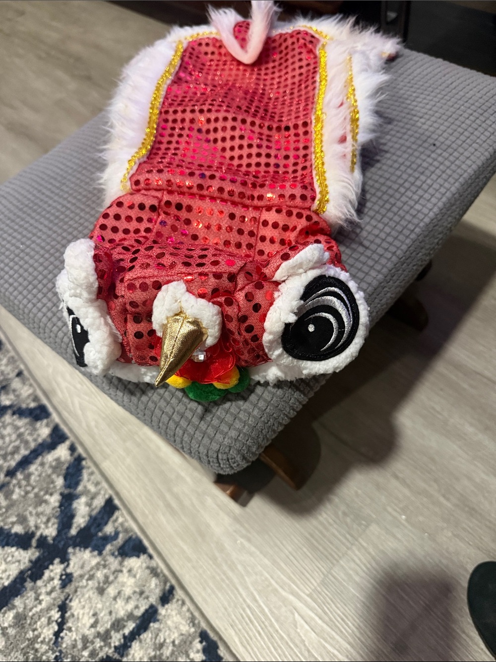 Dog Costume Red Sequin Plush Dragon Costume Sleeve